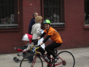 Bernice Kelly bikes for WITNESS in the 2014 TD Five Boro Bike Tour.